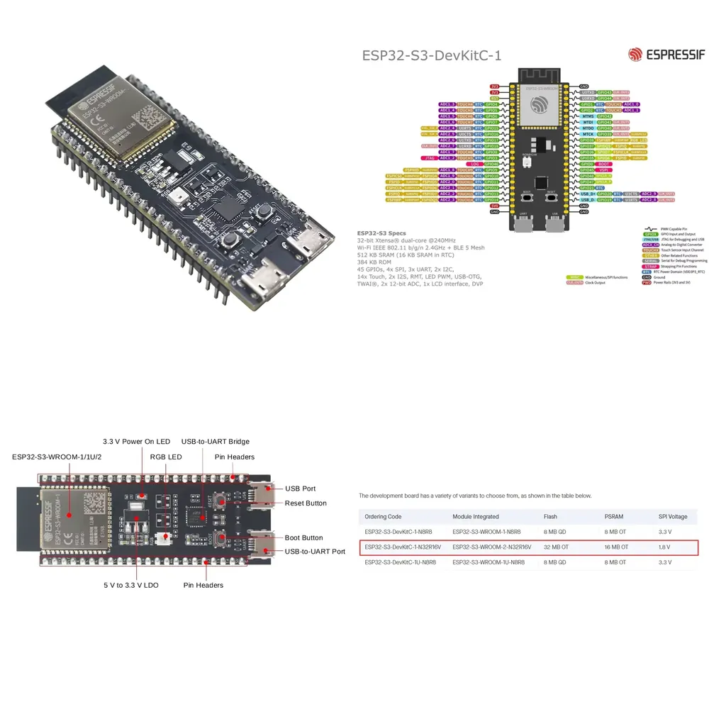 Devkitc - Placa de Desenvolvimento Espressif ESP32-S3-DevKitC-1, com