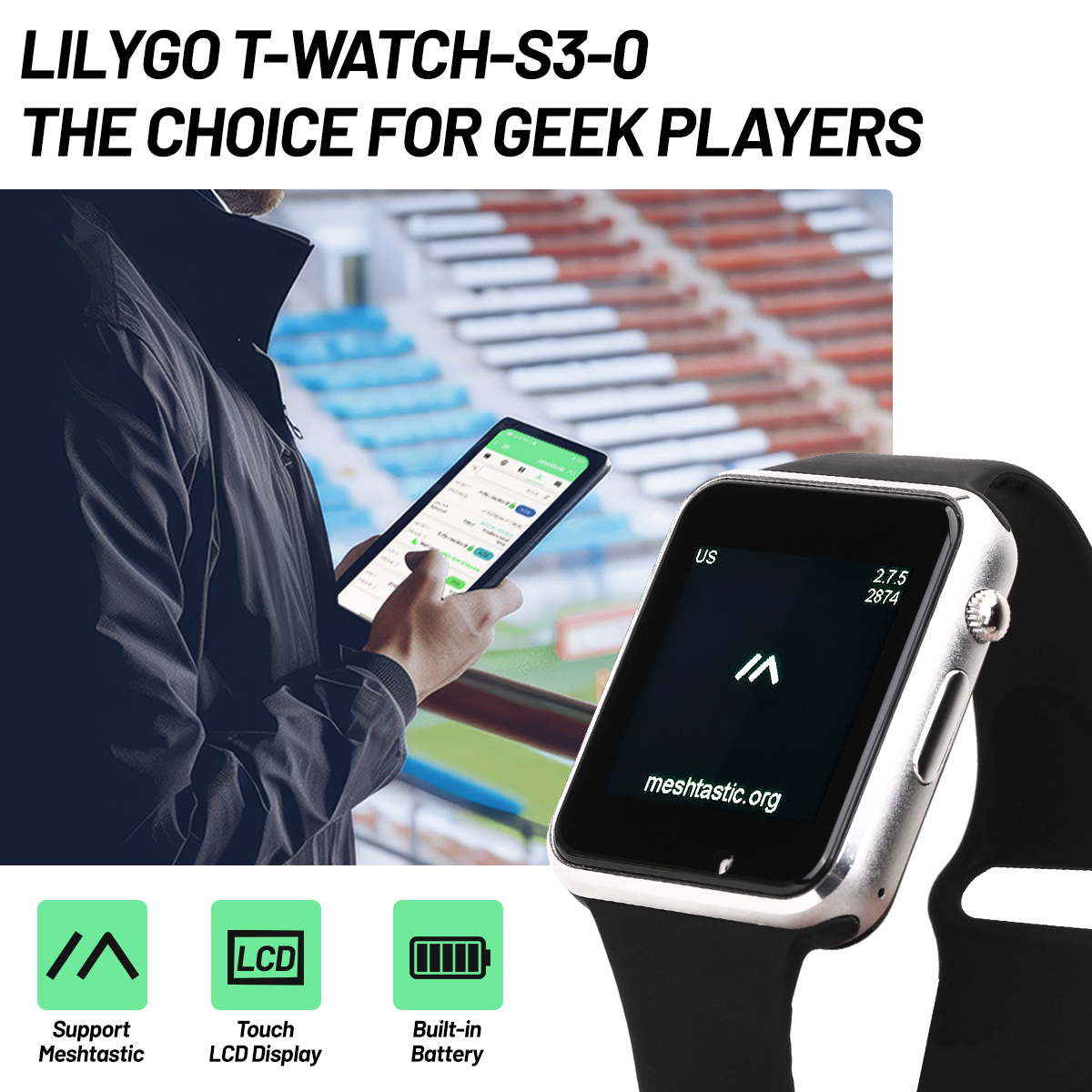 Ttgo T Watch - T-Watch-S3 ESP32-S3 Placa de Desenvolvimento LILYGO